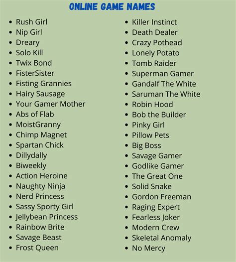 cool names for games|good nicknames for games.